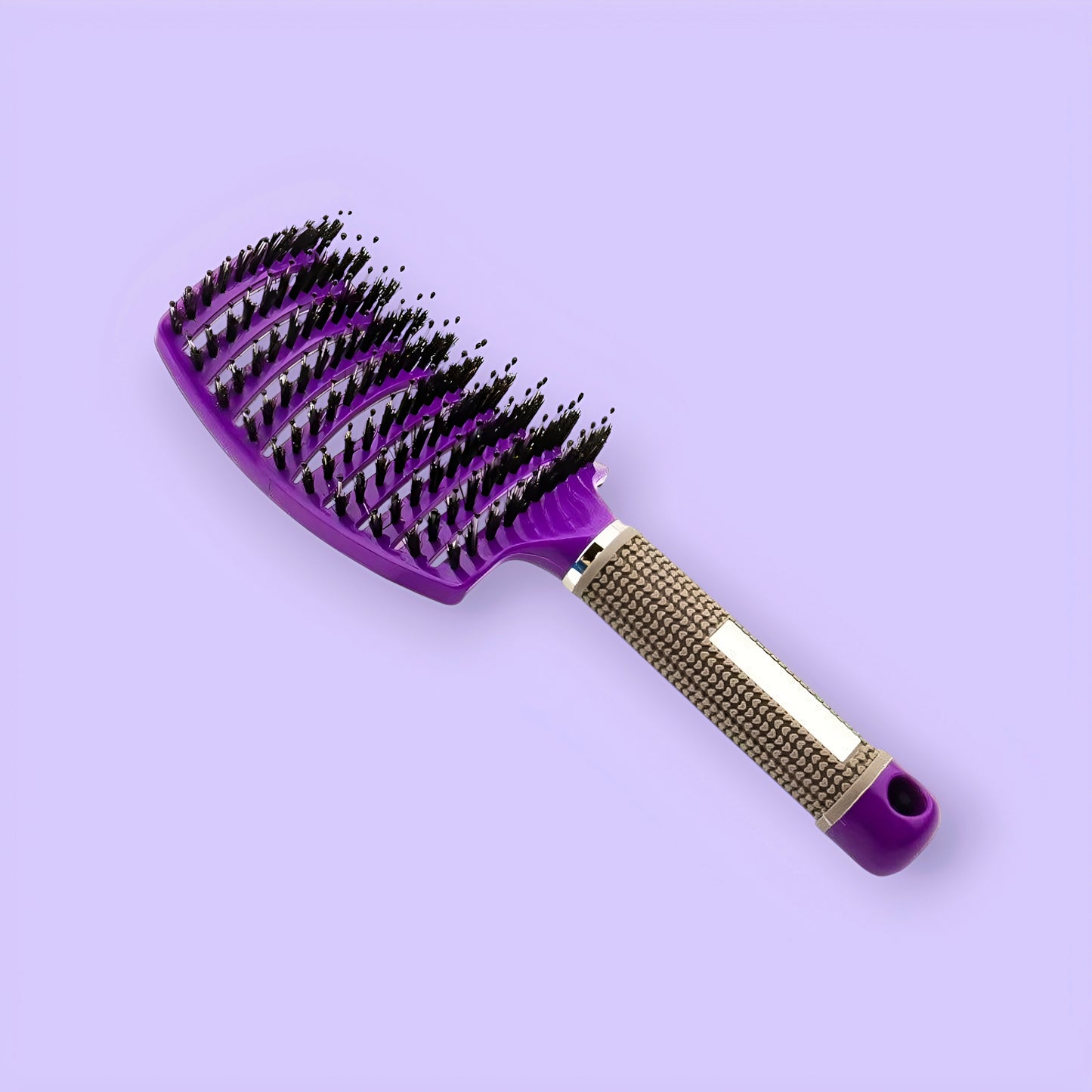 Detangling brush for curly and textured hair
Colorful openwork hairbrush for all hair types
Close-up of rounded bristles and soft pins
Lightweight hair brush with vented design
Gentle detangling brush for wet or dry hair
