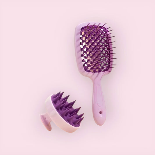 Hair brush and scalp massager duo
Detangling brush with soft pins and massage tool
Scalp care set for curly and textured hair
Stimulating scalp brush to promote growth
Daily hair care set for healthy scalp and styling