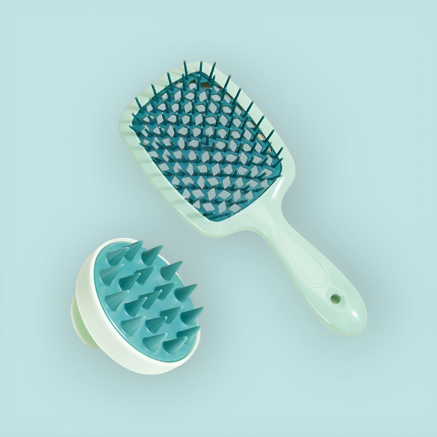 Hair brush and scalp massager duo
Detangling brush with soft pins and massage tool
Scalp care set for curly and textured hair
Stimulating scalp brush to promote growth
Daily hair care set for healthy scalp and styling